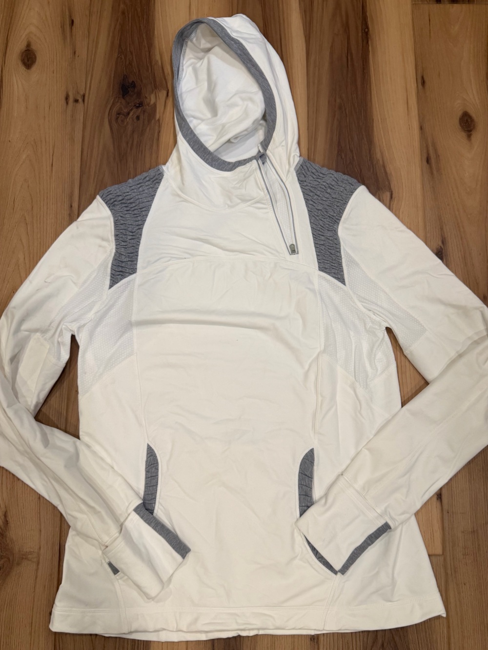 Lululemon White Zip-Up Sweater with Gray Panels